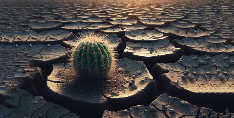 Cactus in a parched landscape