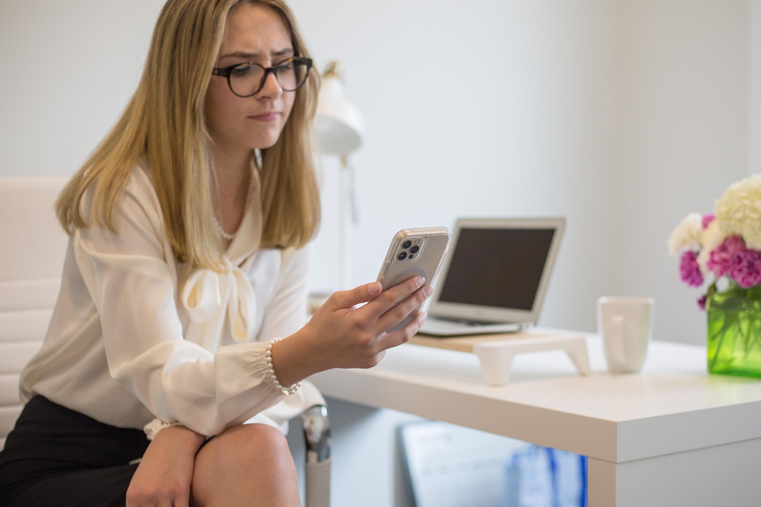 Woman looking at her cellphone