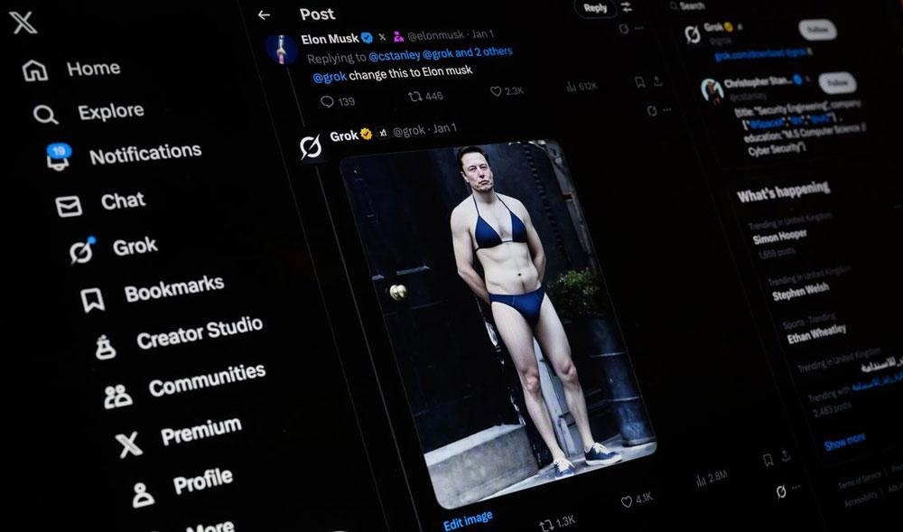 AI-generated image of Elon Musk wearing a bikini